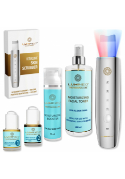 Peeling kawitacyjny 5w1 LUMINEO mega zestaw nawilżający