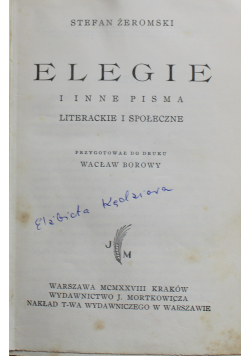 Elegie i inne pisma literackie i społeczne 1928 r.