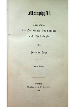 Metaphysik Zweite Auflage 1884 r
