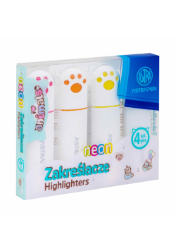 Zakreślacze z uszkami Astrapen Animals neon 4 kolory
