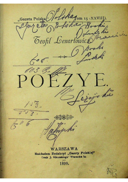 Teofil Lenartowicz Poezye 1899r