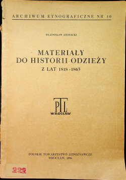 Materiały do historii odzieży z lat 1818 - 1863