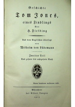 Geschichte Tom Jones eines Findlings Zweite Teil 1913 r