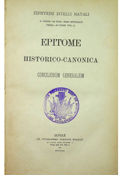 Epitome Historico Canonica 1881 r