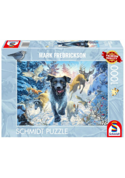 Puzzle 1000 PQ Mark Fredrickson Labrador na śniegu 113358