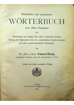 Hebraisches und aramaisches worterbuch zum alten testament 1922 r.