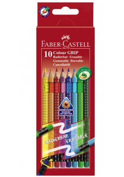 Kredki Grip z gumką 10 kolorów FABER CASTELL