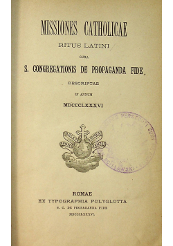 Missiones Catholicae Ritus Latini 1886 r.