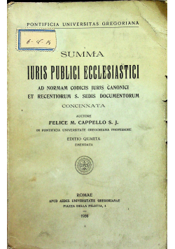 Summa Iuris publici ecclesiastici editio quarta 1936 r.