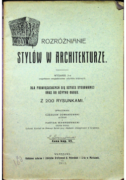 Rozróżnianie stylów w architekturze 1913 r