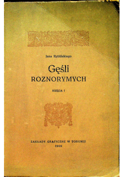 Gęśli roznorymych Księga I Reprint z 1593 r.