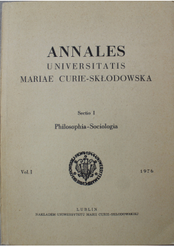Annales Universitatis Mariae Curie Skłodowska Sectio I Philosophia Sociologia