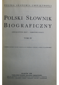 Polski Słownik Biograficzny Tom IV Reprint z 1938 r