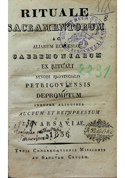 Rituale Sacramentorum ac Aliarum Ecclesiae Caeremoniarum 1836 r.
