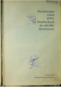 Normowanie czasu pracy na obrabiarkach do obróbki skrawaniem