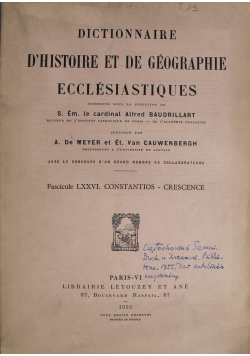 Dictionnaire d histoire et de geographie Eccleiastiques