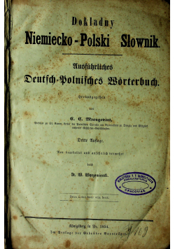 Dokładny niemiecko polski słownik 1854 r