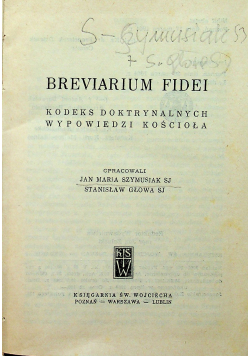 Breviarium fidei Kodeks doktrynalnych wypowiedzi kościoła