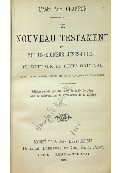 Le Nouveau Testament de Notre Seigneur Jesus Christ 1905 r