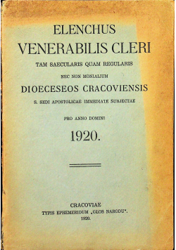 Elenchus venerabilis cleri 1920 r.