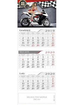 Kalendarz 2020 Trójdzielny Dziewczyna i motor CRUX