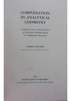 Complexation in analytical chemistry