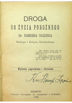 Droga do życia pobożnego 1920 r.