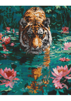 Diamentowa mozaika - Tygrys na polowaniu 40x50cm