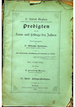 Predigten auf alle Sonn und Festtage des Jahres II Band 1894 r.