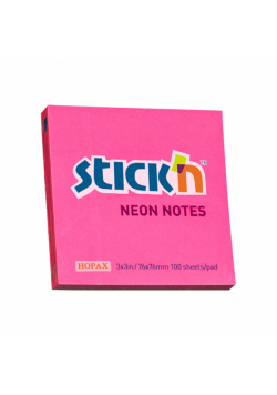 Notes samoprzylepny 76x76 mm ciemnoróżowy neon 100 kartek