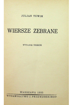 Tuwim Wiersze zebrane  1935 r.
