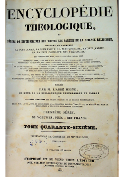 Encyclopedie Theologique tome quarante sixieme 1851 r