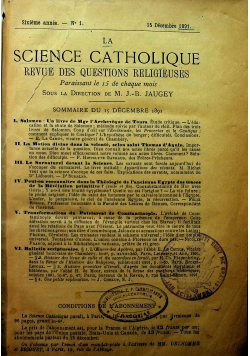 La science catholique 10 numerów rok 1891 1892