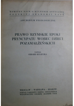 Prawo Rzymskie Epoki Pryncypatu wobec dzieci pozamałżeńskich