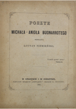 Poezye Michała Anioła Buonarrotego 1861 r