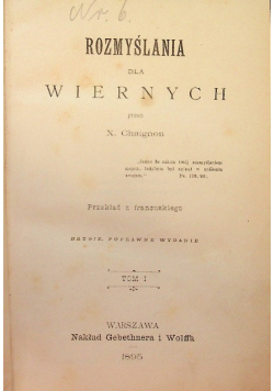 Rozmyślania dla wiernych Tom I, 1895r.