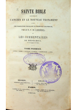 Sainte Bible Tome Premier 1853 r.
