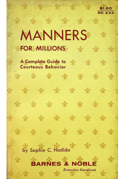 Manners for Millions Reprint 1873 r