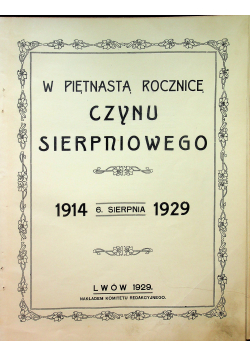 W piętnastą rocznicę czynu sierpniowego 1929 r