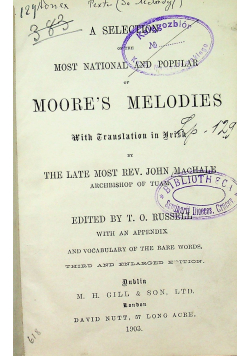 A selection of the most national and popular Moore s Melodies 1903 r.