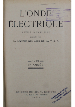 L Onde Electrique 1930 r.