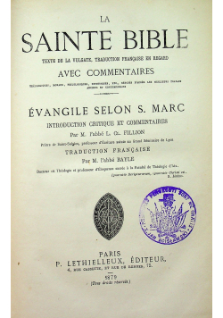 La Sainte Bible texte de la vulgate 1879r