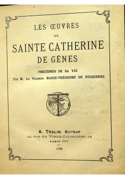 Les ceuvres de Sainte Catherine de Genes 1926