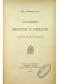 De conceptu imotentiale et sterilitas 1900 r