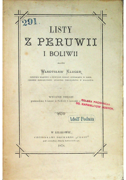 Listy z Peruwii i Boliwii 1878r