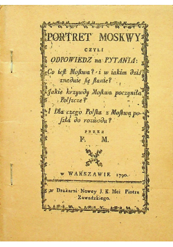 Portret Moskwy Reprint 1790 r