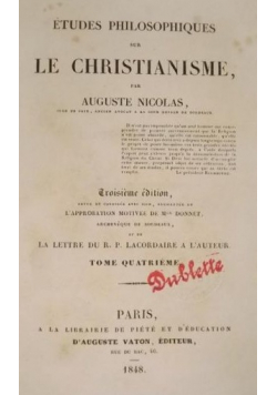 Etudes Philosophiques sur le Christianisme 1848 r