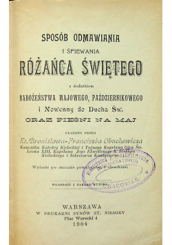 Sposób odmawiania i śpiewania Różańca Świętego 1904 r.