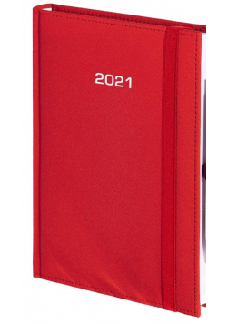 Kalendarz 2021 A5 Tygodniowy Cross z gumką Czerw.