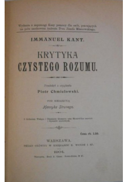 Krytyka czystego rozumu 1904 r.